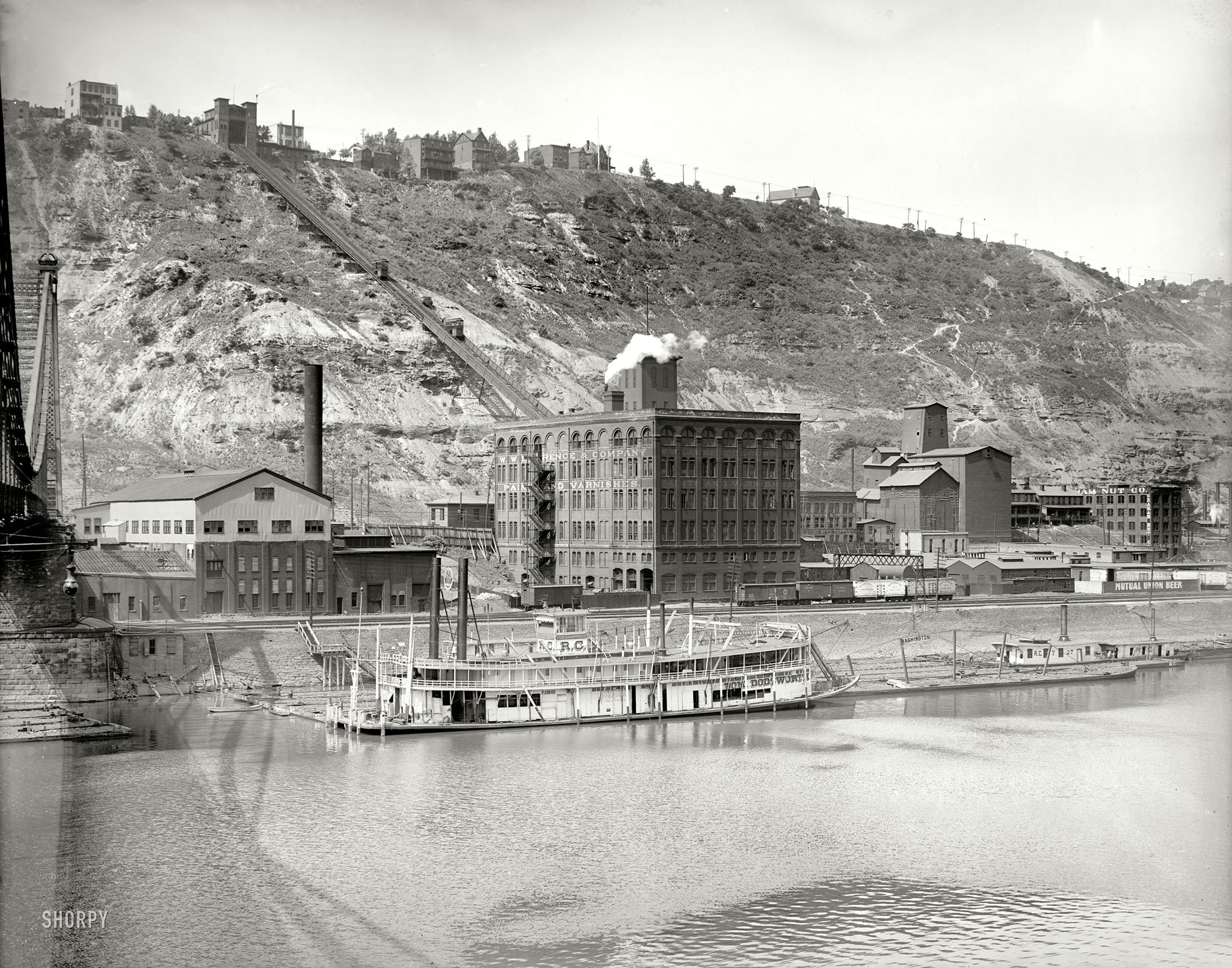 Duquesne Incline, Mount Washington, and the Ohio River in around 1900